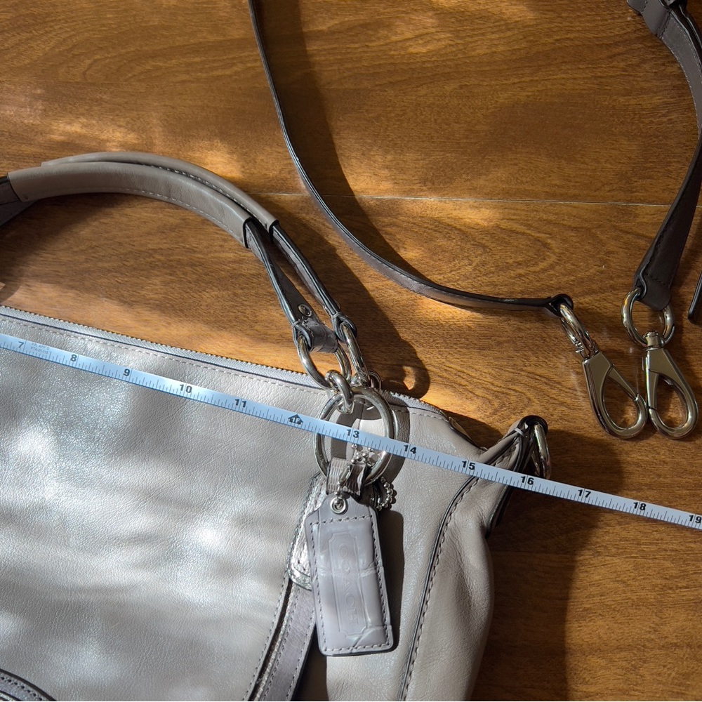 Coach Kristin Spectator Gray Taupe Leather Croc Trim Zip Satchel Crossbody Bag - Picture 11 of 14